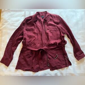 NWOT, Worth New York Deep Red Utility Jacket with Belt